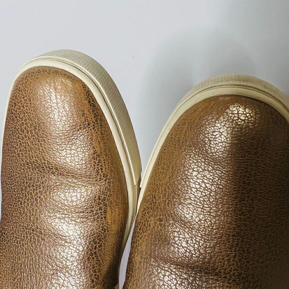 Frye Pebbled Rose Gold Leather Flat Slip-On Loafers - Picture 9 of 10